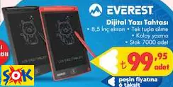 EVEREST DİJİTAL YAZI TAHTASI • 8,5 İNÇ EKRAN • TEK TUŞLA SİLME • KOLAY YAZMA EVEREST DİJİTAL YAZI TAHTASI • 8,5 İNÇ EKRAN • TEK TUŞLA SİLME • KOLAY YAZMA